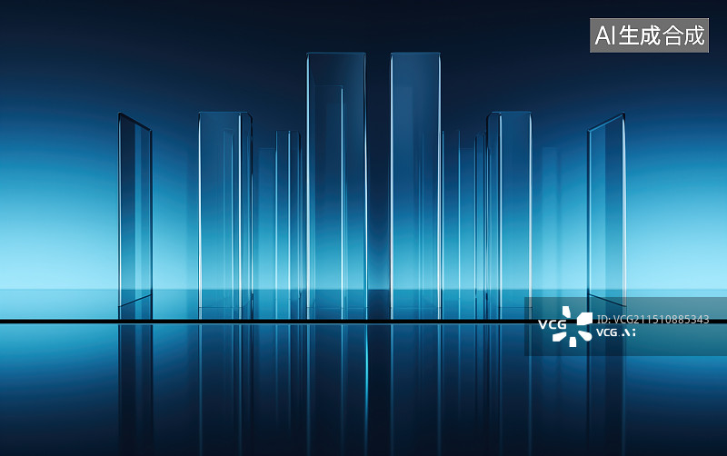 【AI数字艺术】蓝色玻璃图片素材