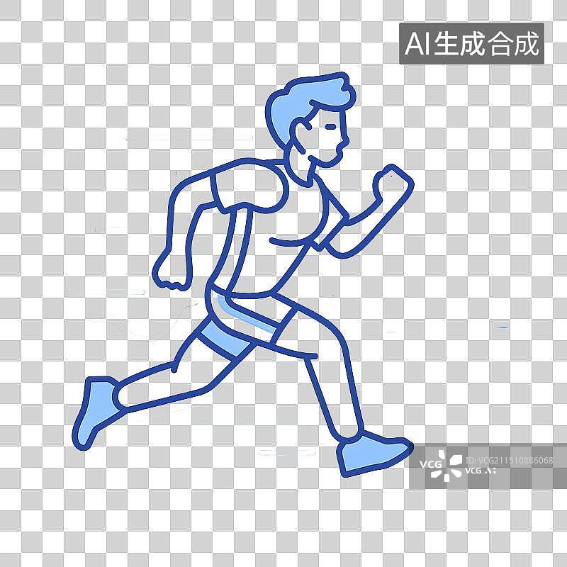 【AI数字艺术】正在跑步的男子的线描简笔画图片素材