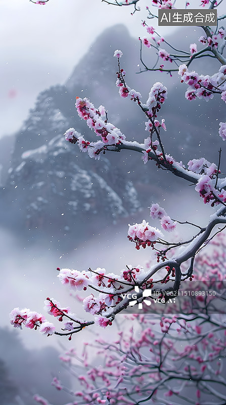 【AI数字艺术】中国风冬天梅花风景图片素材