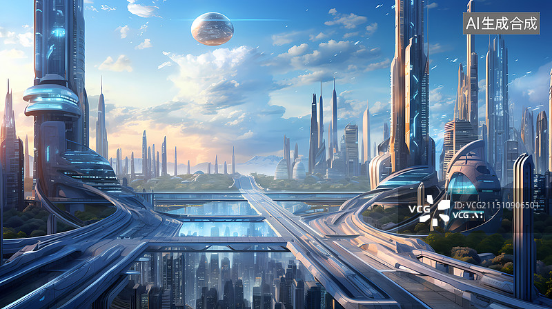 【AI数字艺术】未来科幻都市奇观图片素材