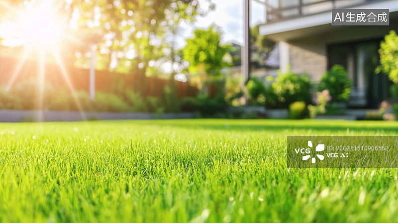 【AI数字艺术】阳光下的绿草地图片素材