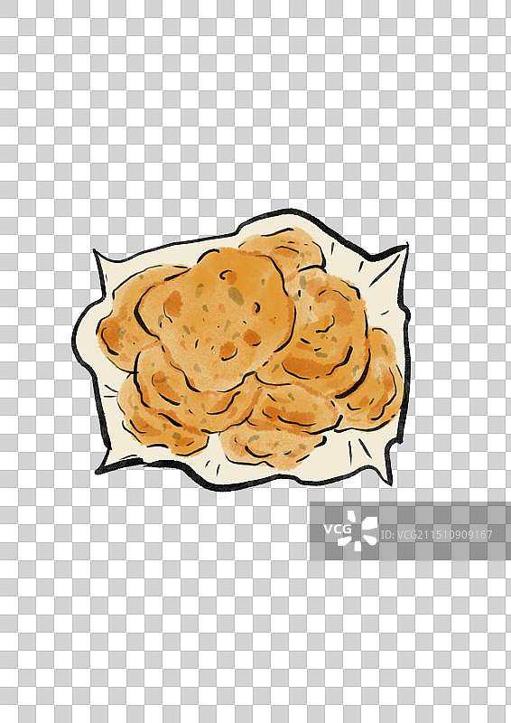 国潮风美食插画元素-油馍头图片素材