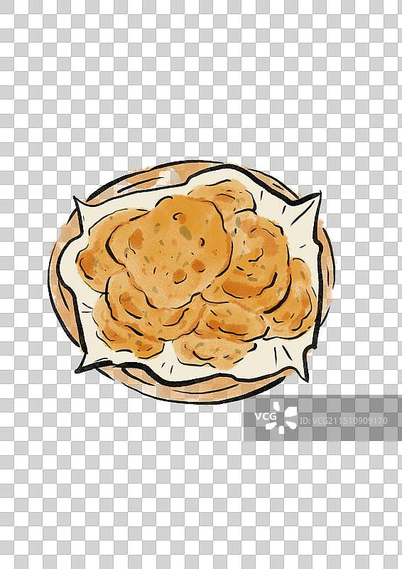 国潮风美食插画元素-油馍头图片素材