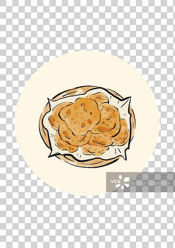 国潮风美食插画元素-油馍头图片素材