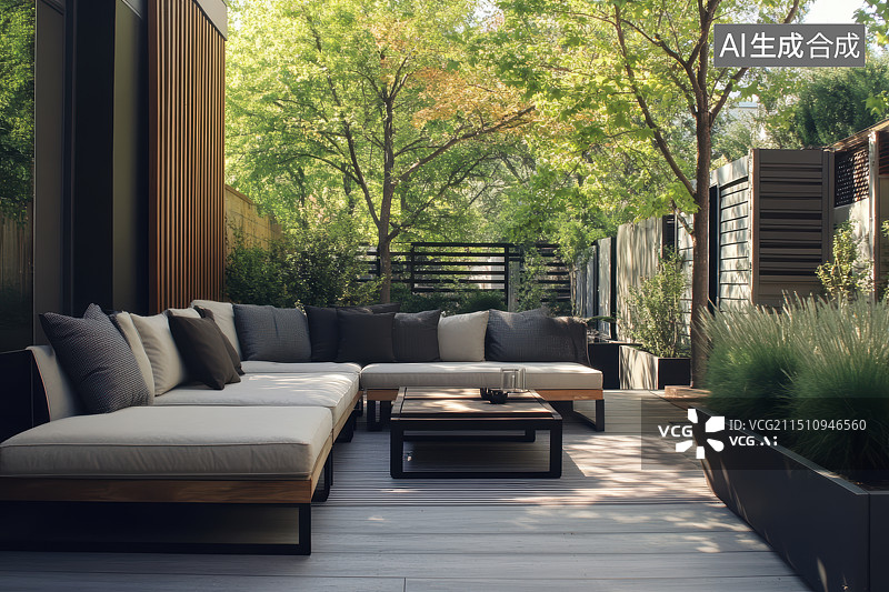 【AI数字艺术】现代户外简约休闲休息空间图片素材