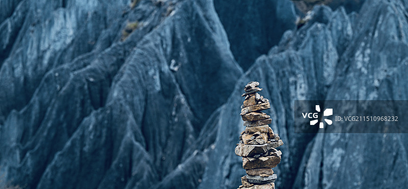 墨石公园的玛尼堆图片素材