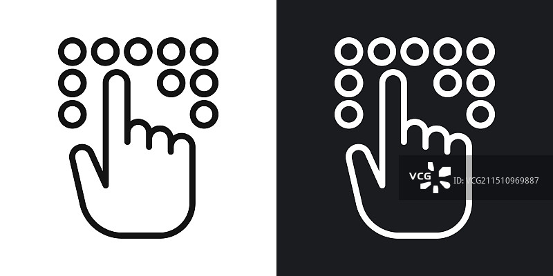 黑白轮廓盲文图标集图片素材