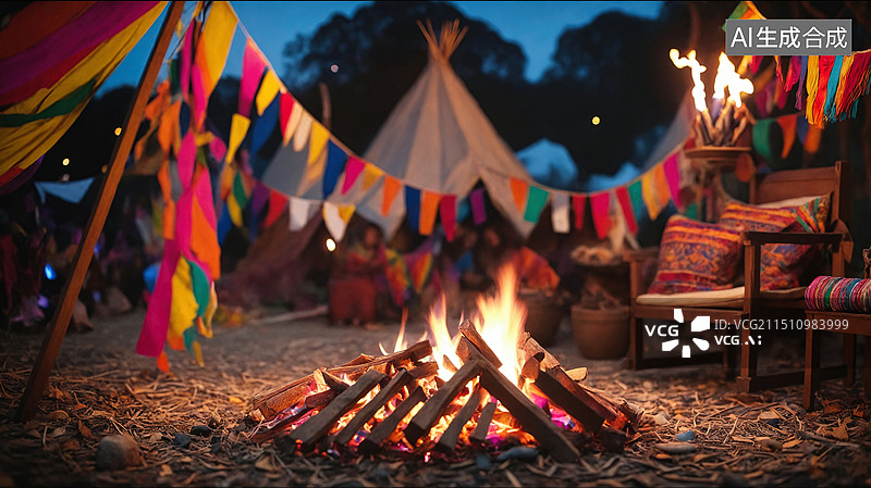 【AI数字艺术】篝火晚会图片素材