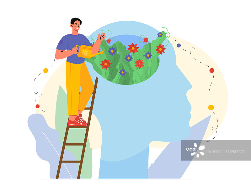 头部附近有心理健康男人的剪影图片素材