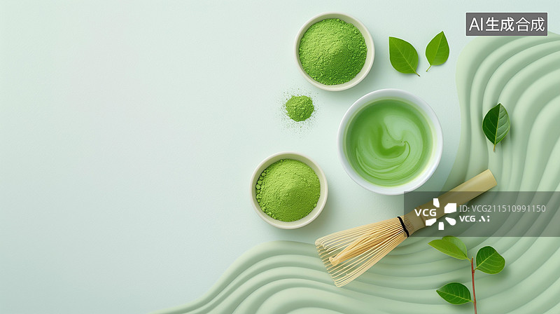 【AI数字艺术】美食茶饮主题海报——宋韵抹茶点茶图片素材