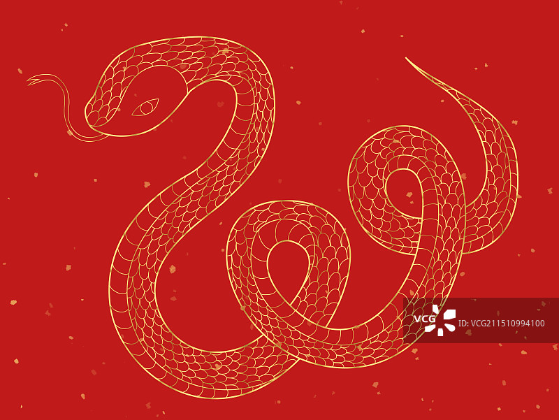 中国风国潮风新年2025年金蛇线稿线条矢量元素图片素材