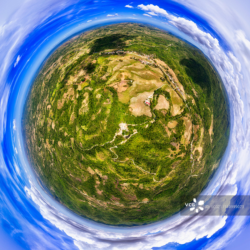 菲律宾，保和岛，坎迪贾伊的卡迪达潘梯田Cadapdapan Rice Terraces，小行星，航拍图片素材