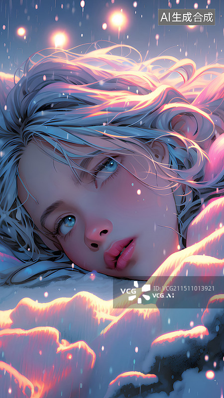 【AI数字艺术】躺着的年轻女子图片素材