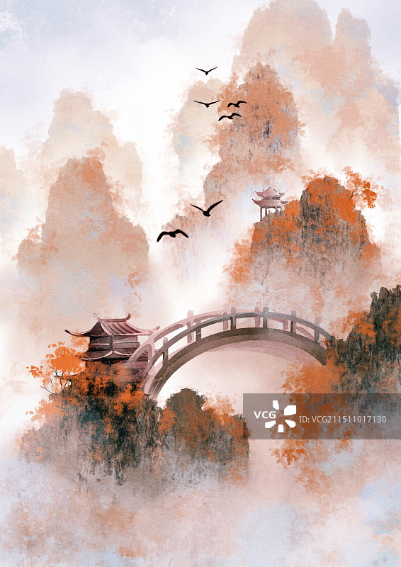 立秋秋分节气秋天的山水图片素材