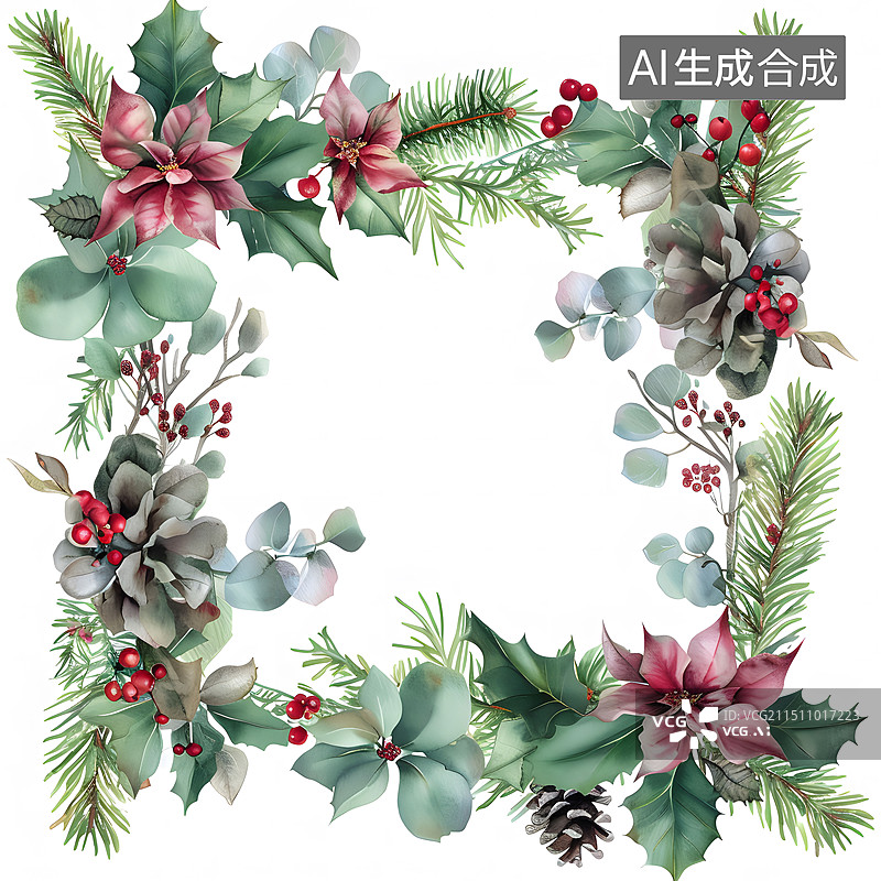【AI数字艺术】圣诞花环图片素材