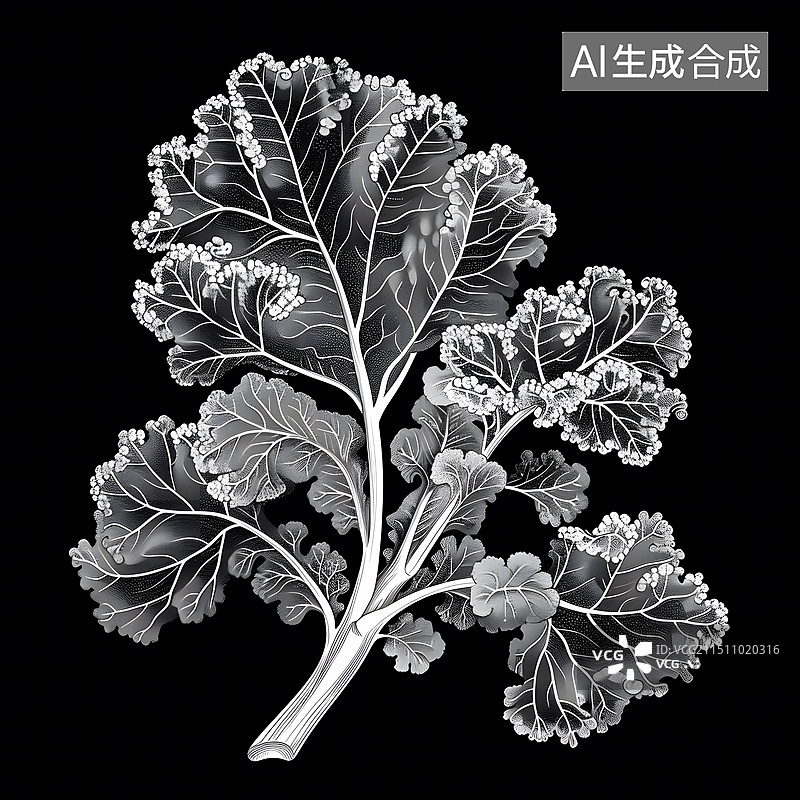 【AI数字艺术】线描白菜图片素材