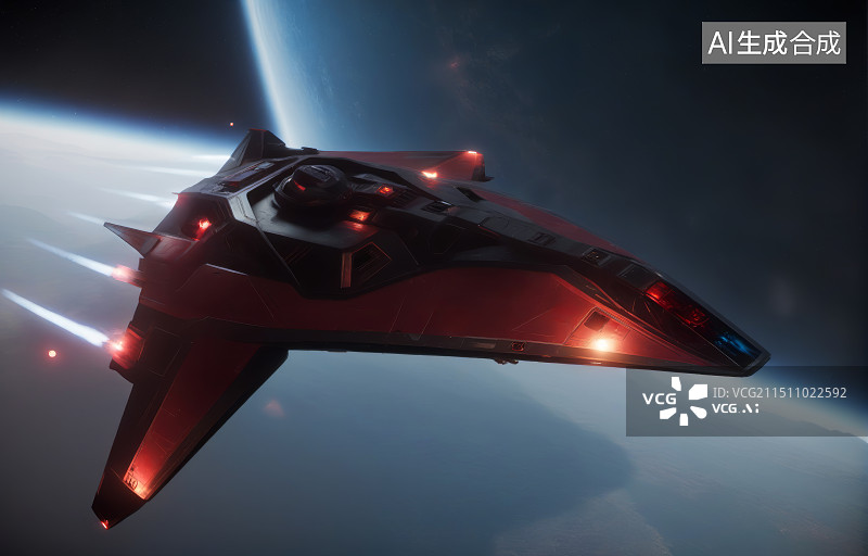 【AI数字艺术】科幻太空战斗机图片素材