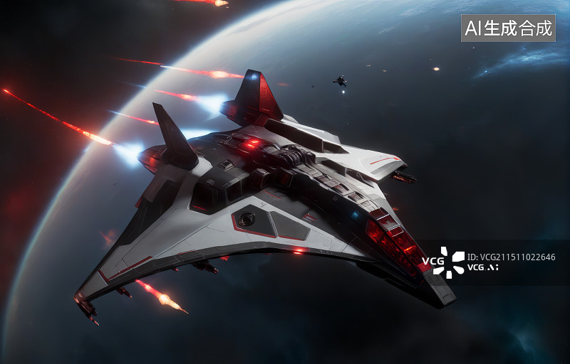 【AI数字艺术】科幻太空战斗机图片素材