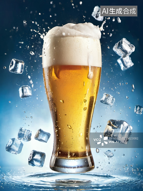 【AI数字艺术】海报模板冰镇啤酒图片素材