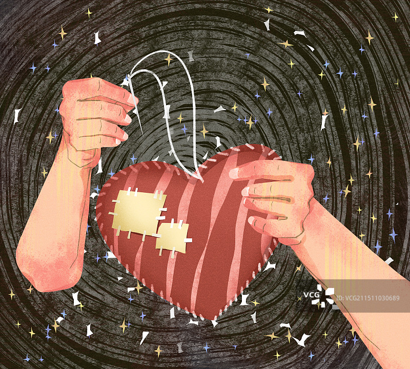 缝补心插画图片素材