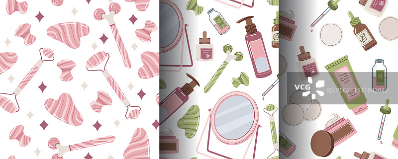 护肤品无缝图案套装图片素材