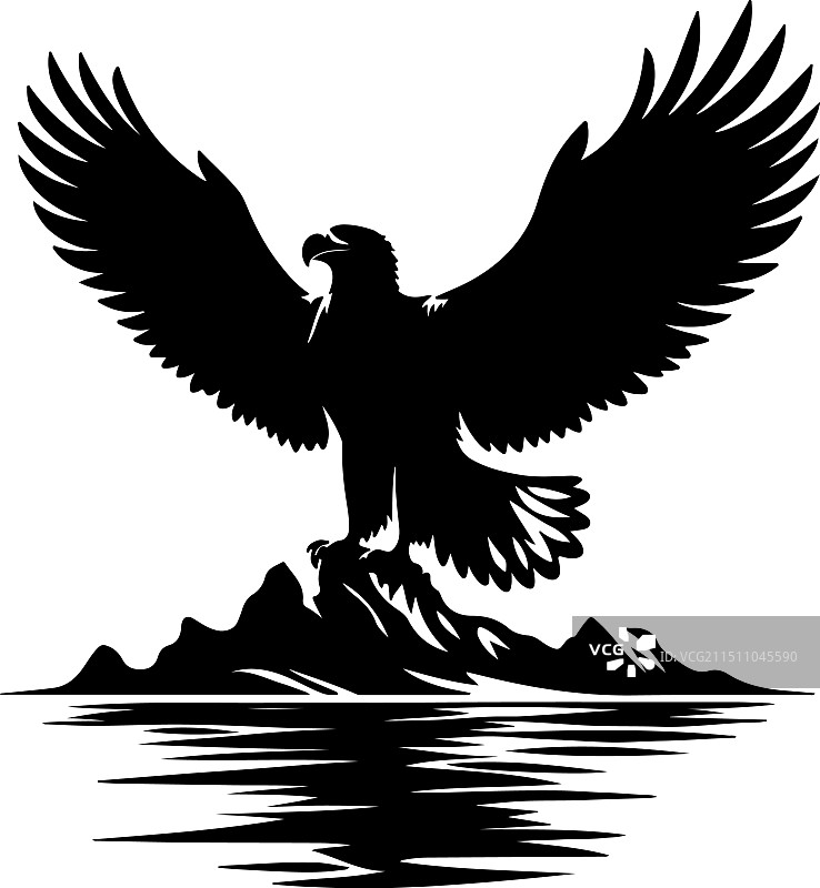 虎头海雕复古雕刻图片素材