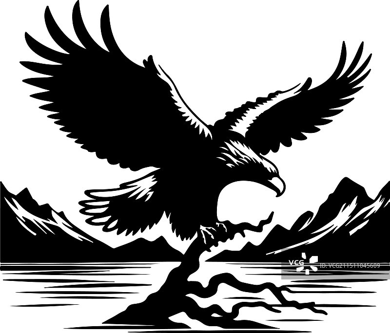 虎头海雕复古雕刻图片素材