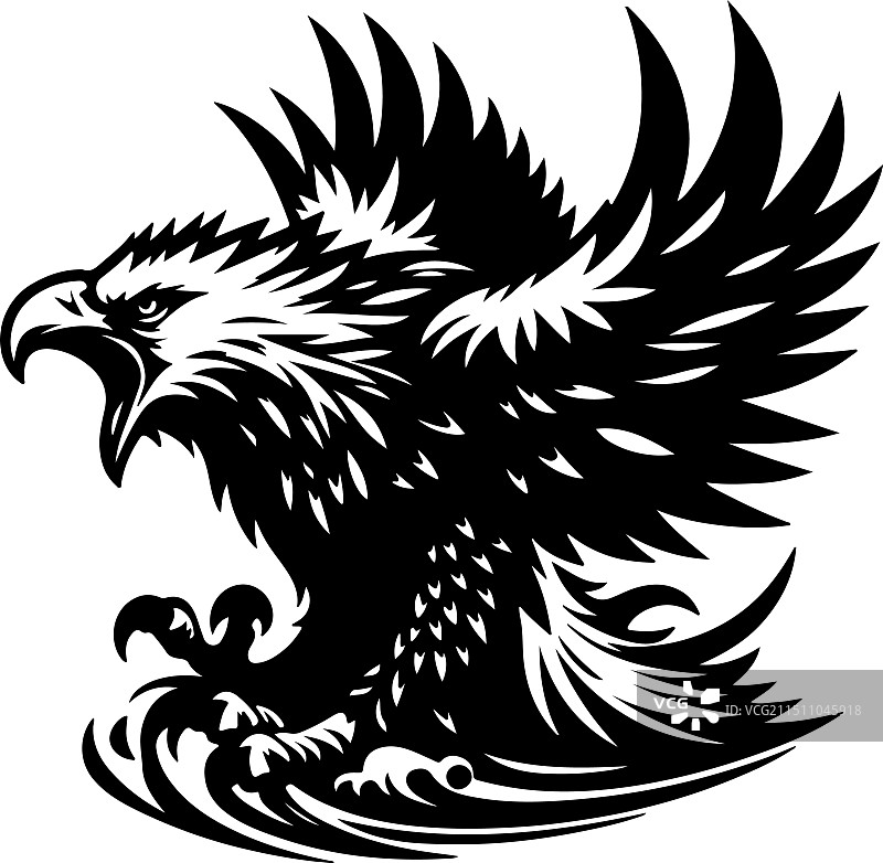 虎头海雕复古雕刻图片素材