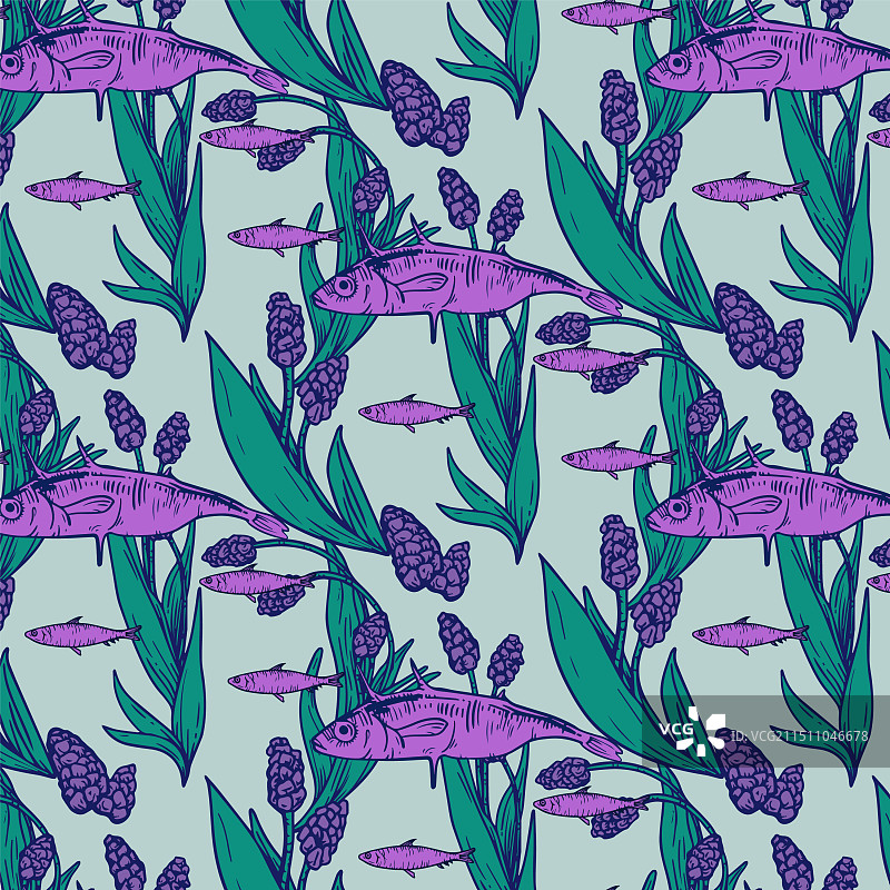 丁香花与蓝壶花图案图片素材