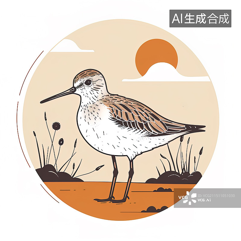 【AI数字艺术】生态湿地候鸟勺嘴鹬图片素材