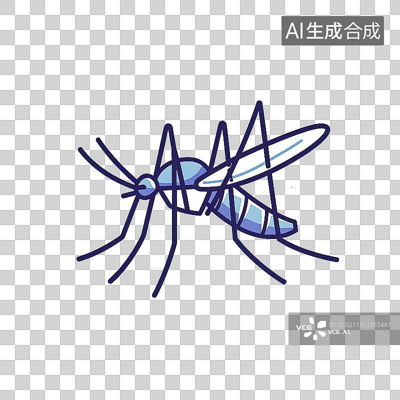 【AI数字艺术】夏日一只蚊子免抠素材线条画图片素材