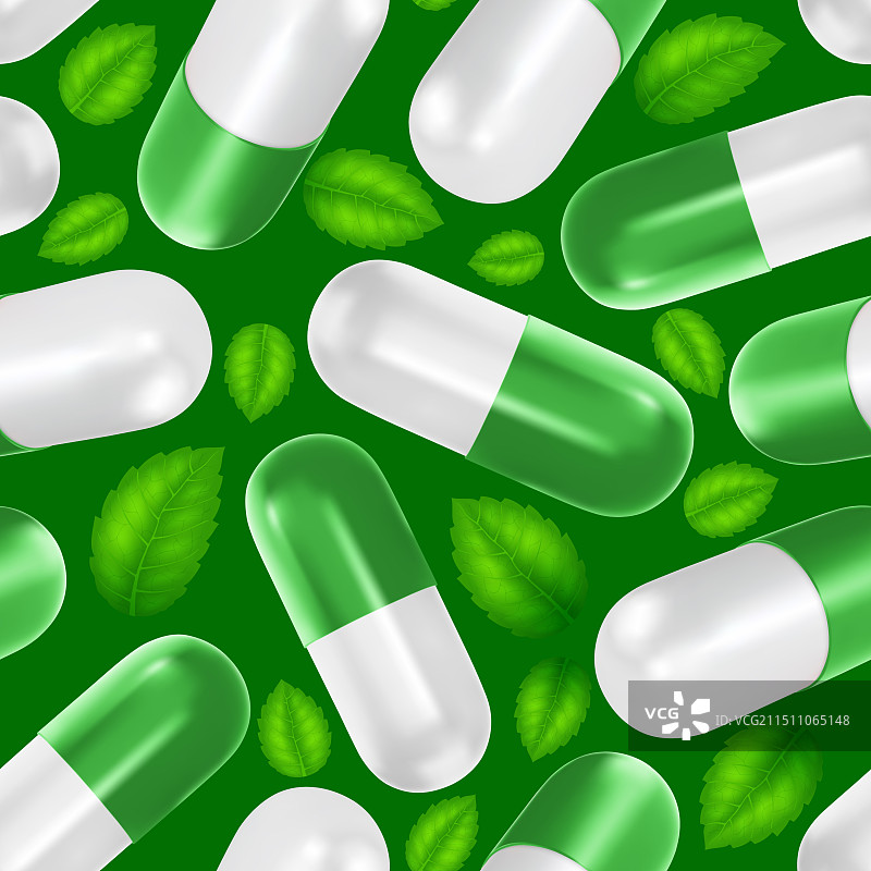 3D草药胶囊药丸无缝图案图片素材