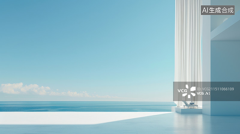 【AI数字艺术】海景窗外的蓝天图片素材