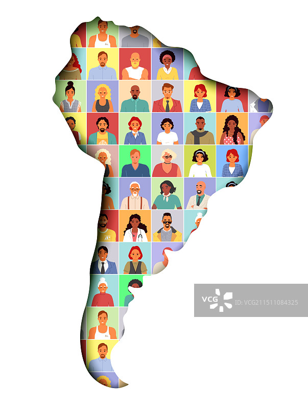 拉丁美洲国家地图与人物图片素材