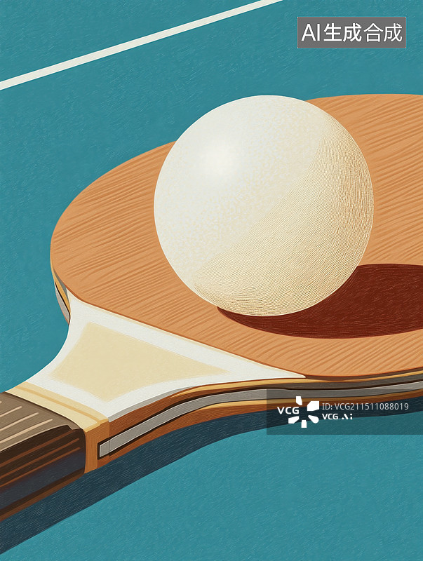 【AI数字艺术】乒乓球拍特写插画背景图片素材