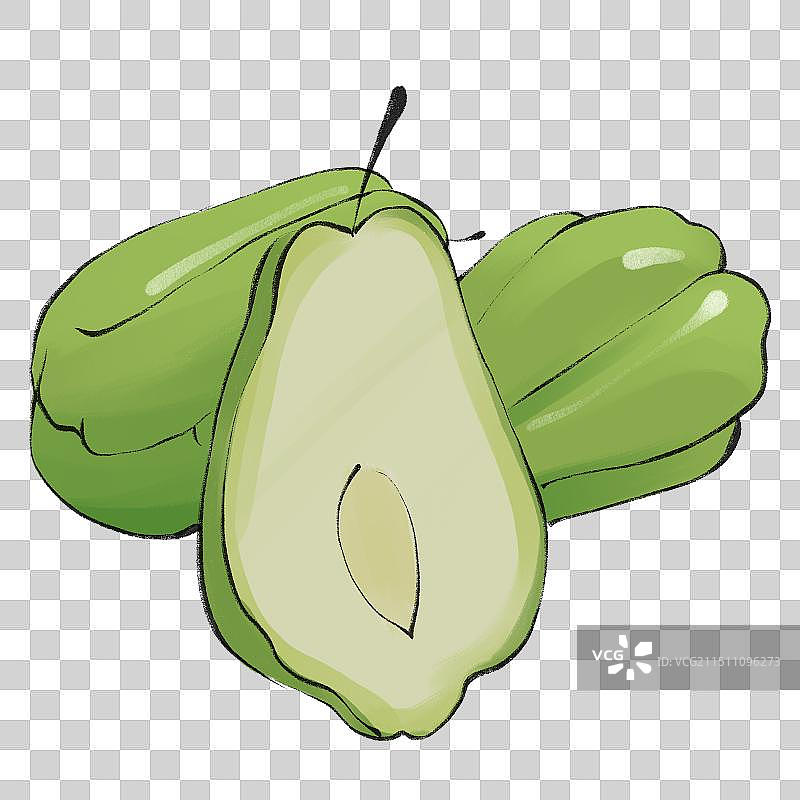 佛手瓜-手绘蔬菜生鲜促销电商包装手绘插画元素图片素材
