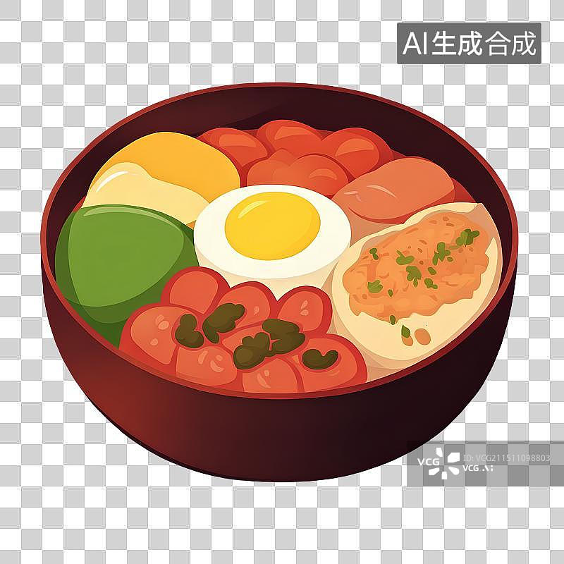 【AI数字艺术】手绘插画，一份简餐，便饭，便当，食堂，工作餐，扁平化风格，免抠元素图片素材