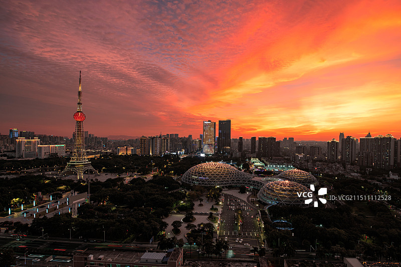 佛山岭南明珠体育馆与电视塔……图片素材