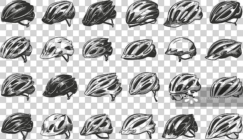 涂鸦风格自行车头盔图标合集图片素材