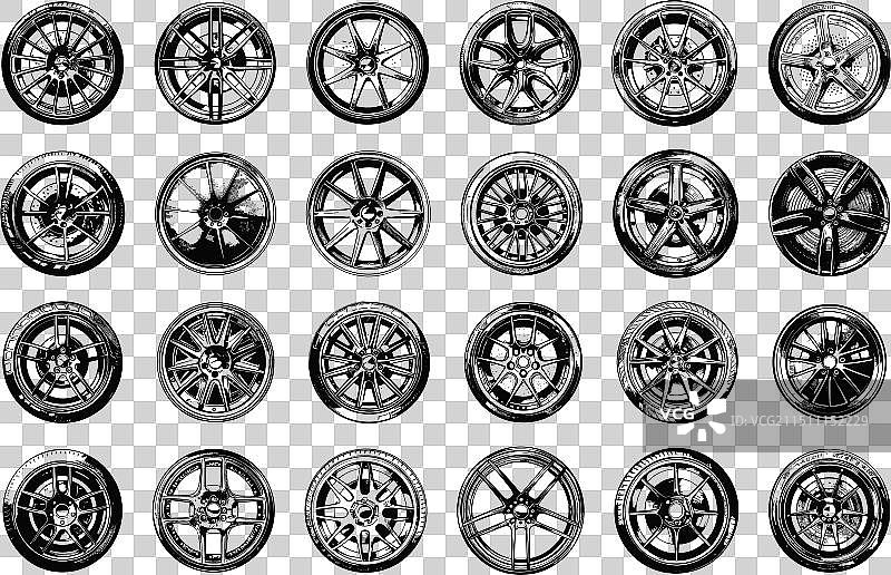 手绘跑车轮毂涂鸦图片素材