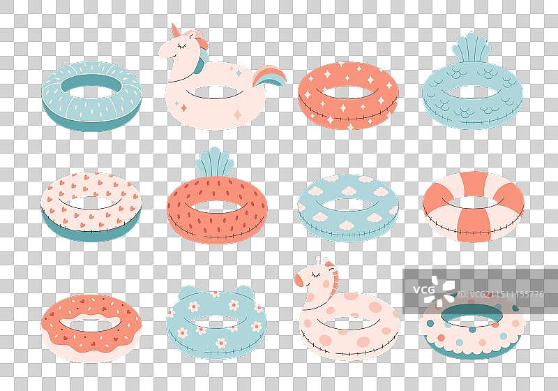 充气游泳圈组合图片素材