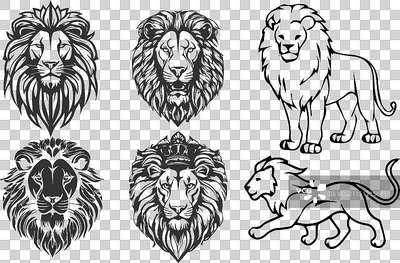 狮子轮廓剪贴画图片素材