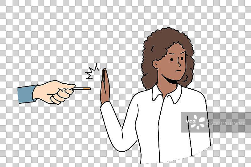 非裔美国女人拒绝吸烟图片素材