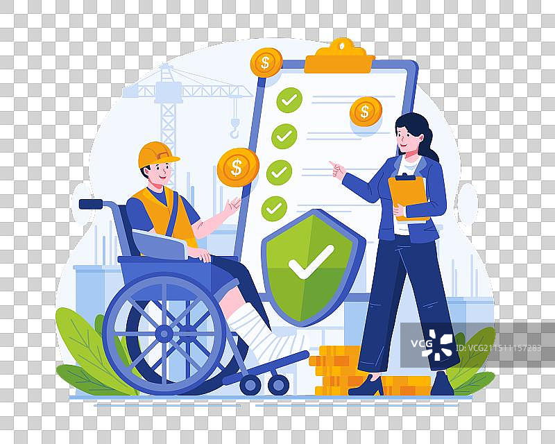 工伤保险概念：受伤的工人图片素材