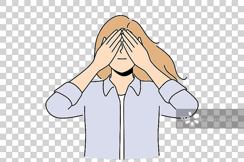 盲人妇女闭着眼睛期待图片素材