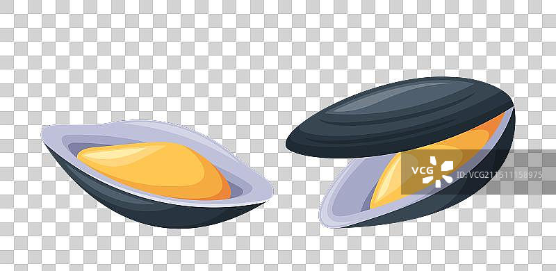 露出壳内的两颗新鲜贻贝图片素材