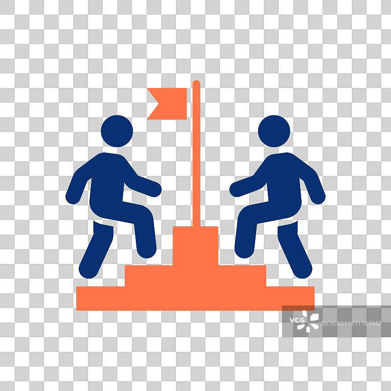 两人赛跑冲向旗帜图标图片素材