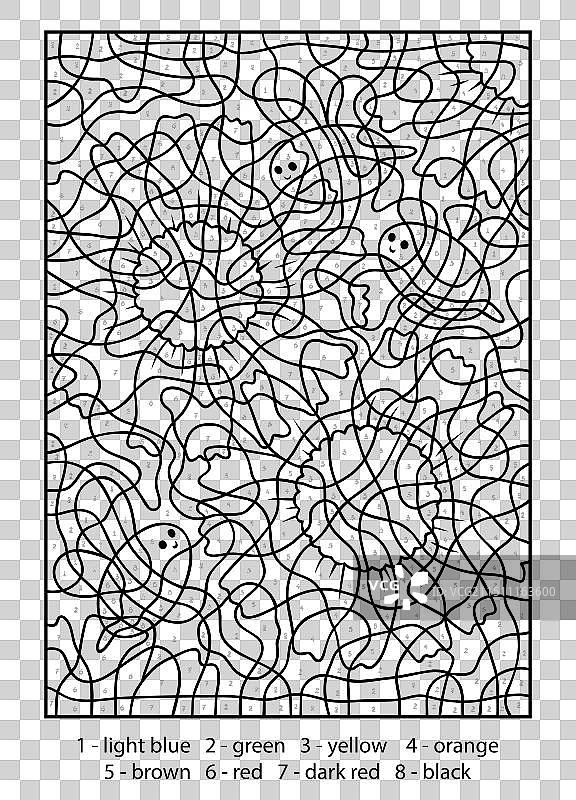 儿童蜜蜂数字填色教育游戏图片素材