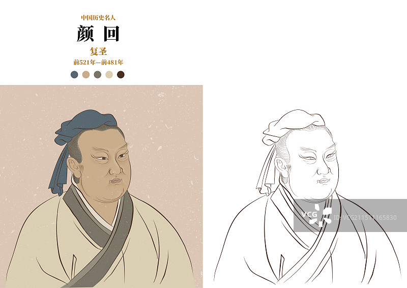 中国历史名人-颜回图片素材