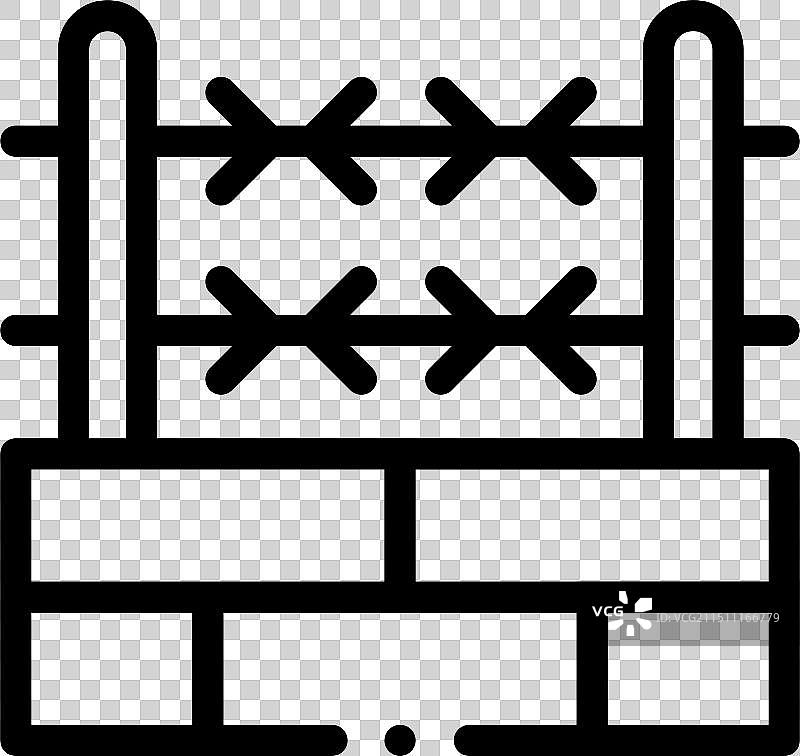 带刺铁丝网图标线性设计图片素材